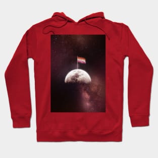 Lesbian Flag on the moon poster art Hoodie